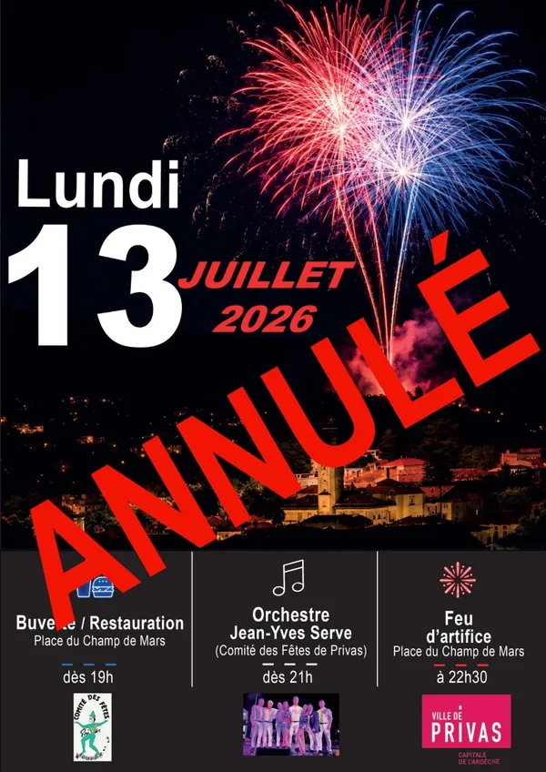 ÉVÉNEMENT ANNULÉ - Feu d'artifice et bal