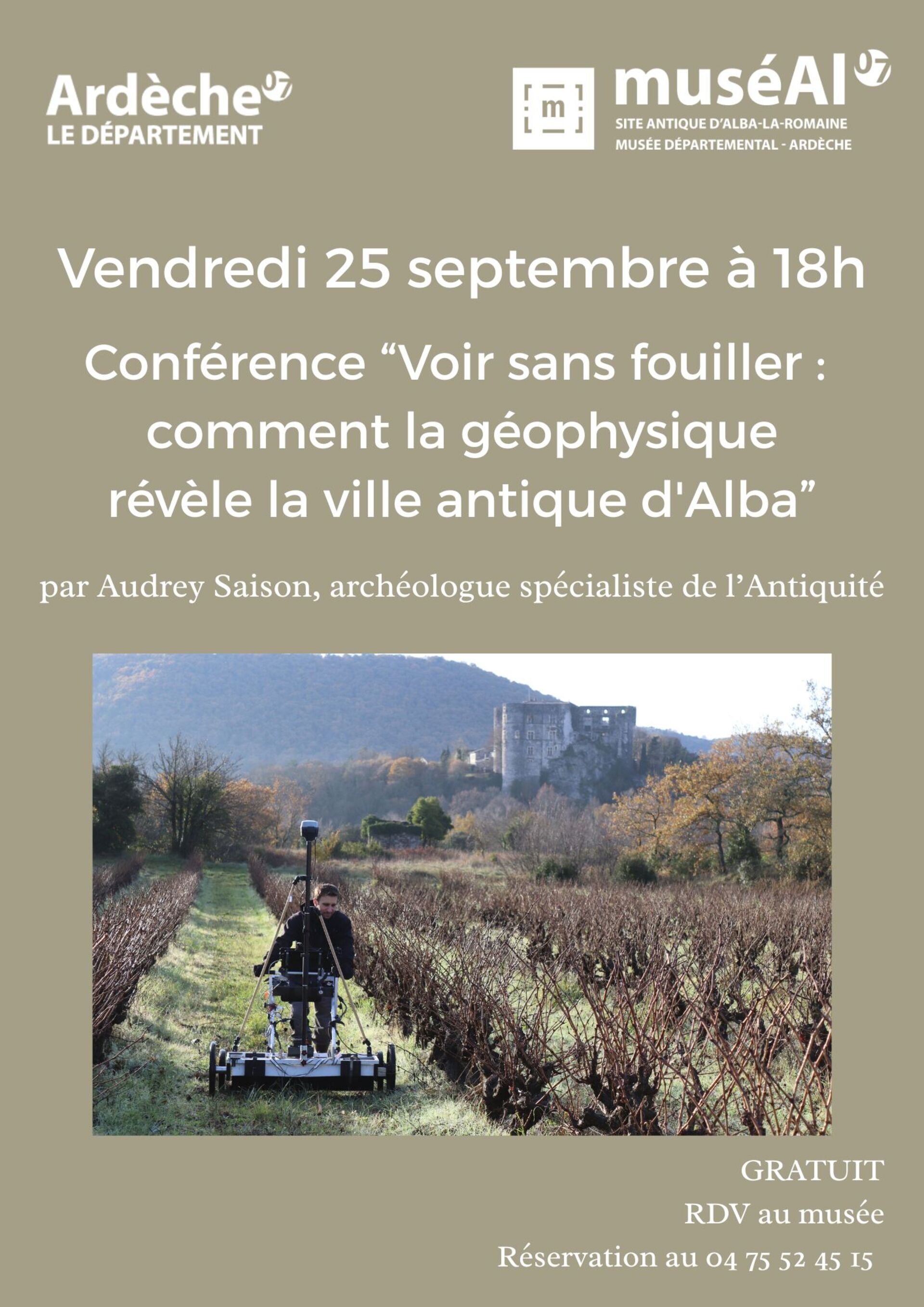 Conférence : Voir sans fouiller : comment la géophysique révèle la ville antique d'Alba ? par Audrey Saison
