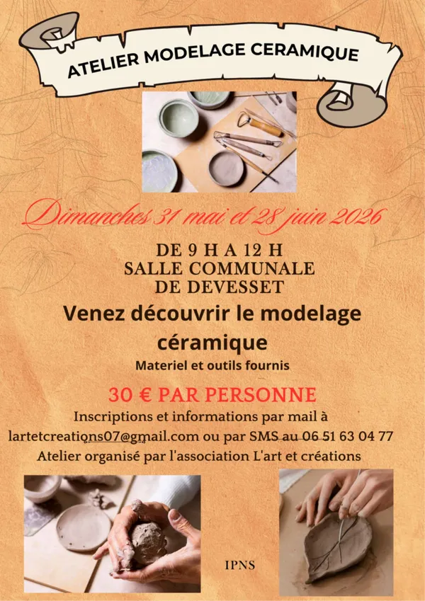Atelier modelage céramique