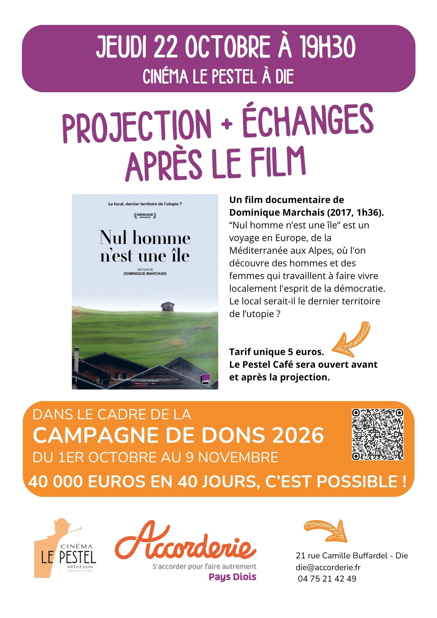 Projection suivi d'un échange - Nul homme est une île